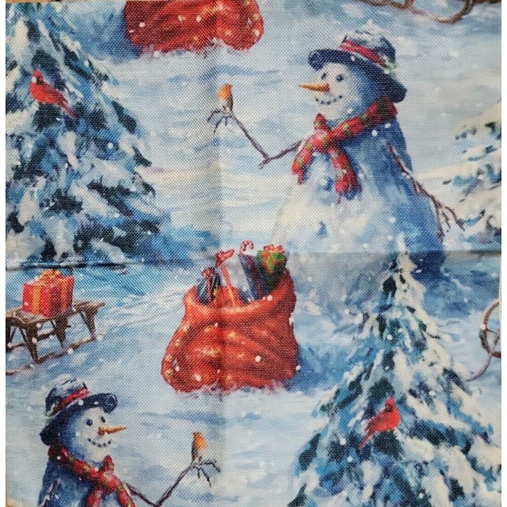 Zipper Winter Holiday Pillow Cover Snowmen in the Woods New